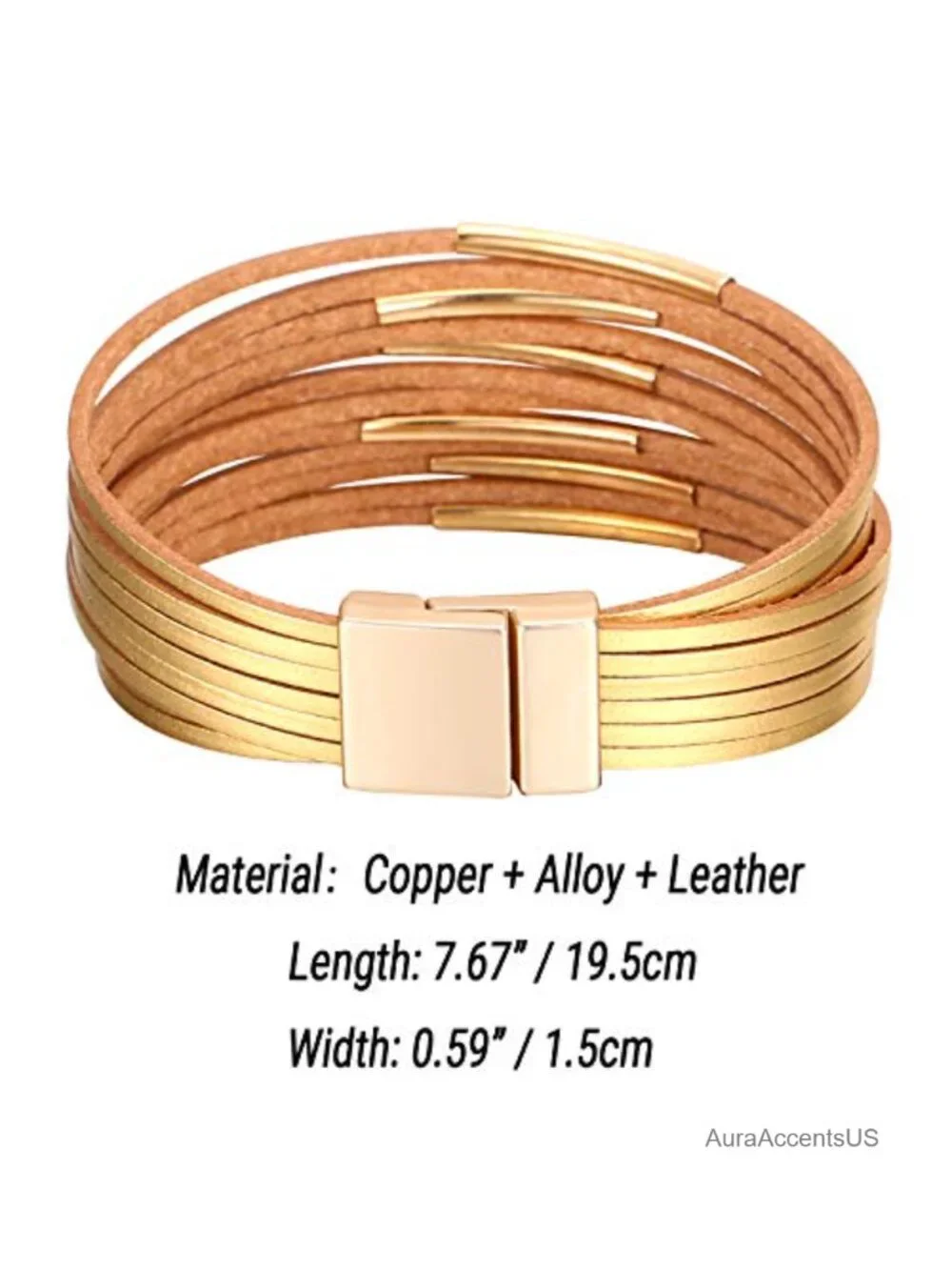 Fesciory Leather Wrap Bracelet for Women Boho Western Layered Cuff